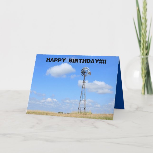 Kansas Country Windmill Greeting Card (Front)