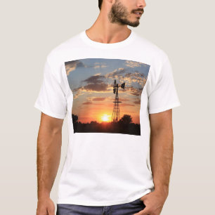 Kansas Country windmill Sunset T-Shirt