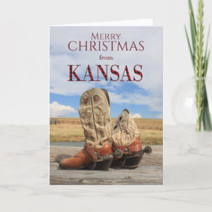 Kansas Cowboy Boot Christmas Card