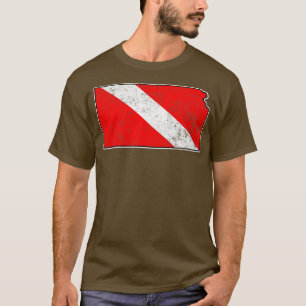 Kansas Dive Flag Scuba Diving State Map Dive Flag T-Shirt