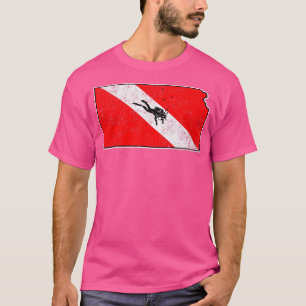 Kansas Dive Flag Scuba Diving State Map Dive Flag T-Shirt