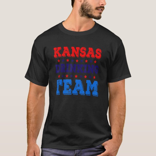 Kansas Drinking Team State Pride  Beer Drinking T-Shirt (Front)