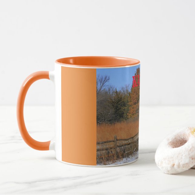 Kansas Fall/Winter Landscape Coffee MUG (With Donut)