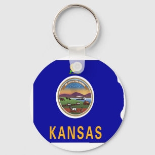 Kansas Flag Map Key Ring