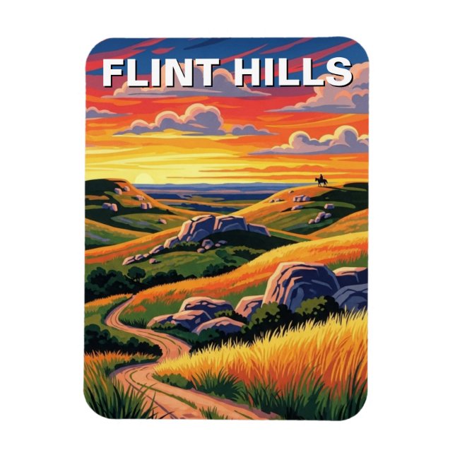 Kansas Flint Hills Travel Souvenir Magnet (Vertical)