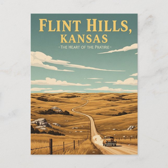 Kansas Flint Hills Travel Souvenir Postcard (Front)