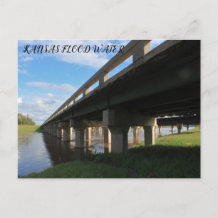 Kansas Flood water under a bridge Post Card