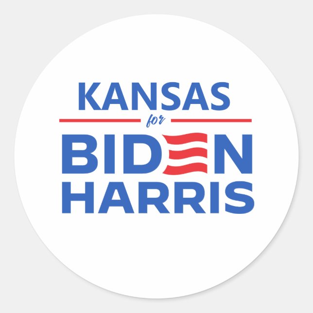 Kansas for Biden Harris Car Magnet Classic Round Sticker (Front)