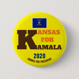 Kansas for Kamala Harris for President 2020 6 Cm Round Badge