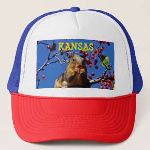 Kansas Fox Tail Squirrel closeup Truckers Hat