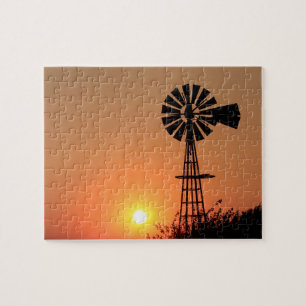 Kansas Golden Orange Sunset Jigsaw Puzzle