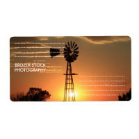 Kansas Golden Windmill Silhouette Shipping Label