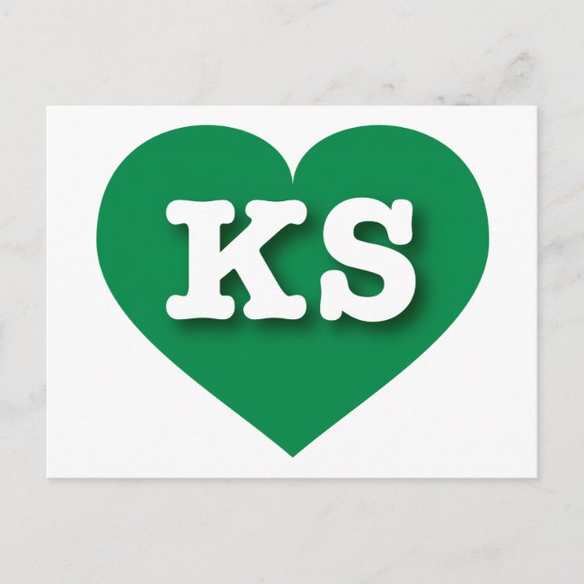 Kansas Green Heart - I love KS Postcard (Front)