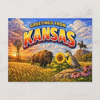 Kansas Greetings From Postcard