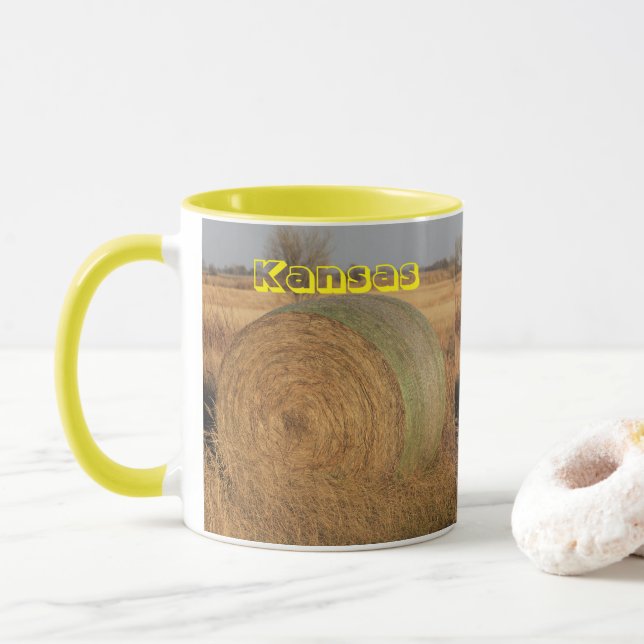 Kansas Hay Bale Coffee Mug (With Donut)