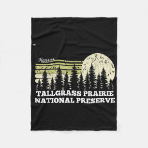 Kansas Hiking Tallgr Prairie National Preserve Tre Fleece Blanket