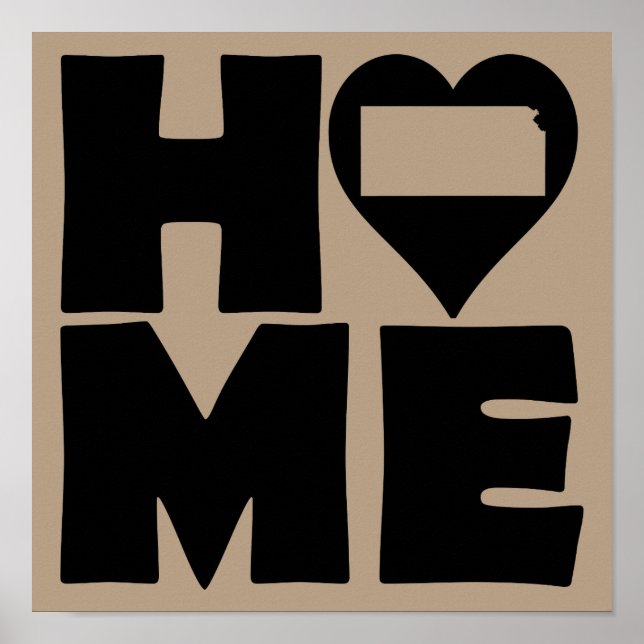 Kansas Home Heart State Poster Sign (Front)