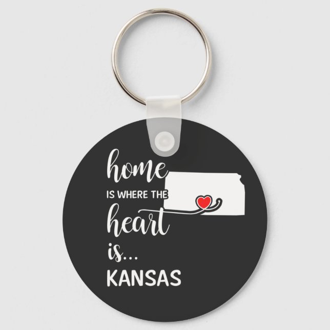 Kansas Home is where the heart is Key Ring (Front)