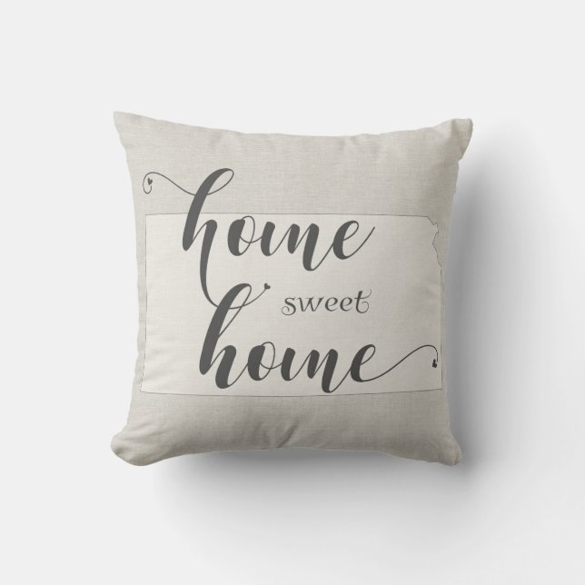 Kansas - Home Sweet Home burlap-look Cushion (Front)