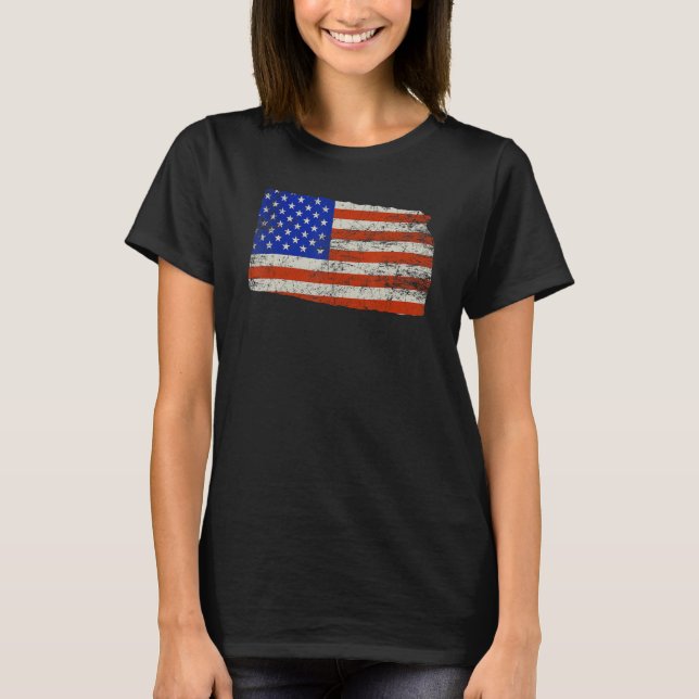 Kansas Home Usa Flag T-Shirt (Front)
