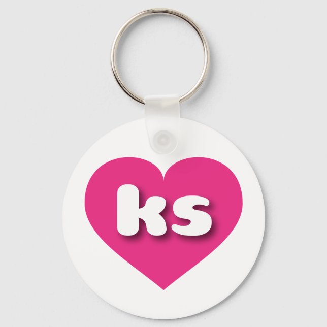 Kansas hot pink heart - I love ks Key Ring (Front)