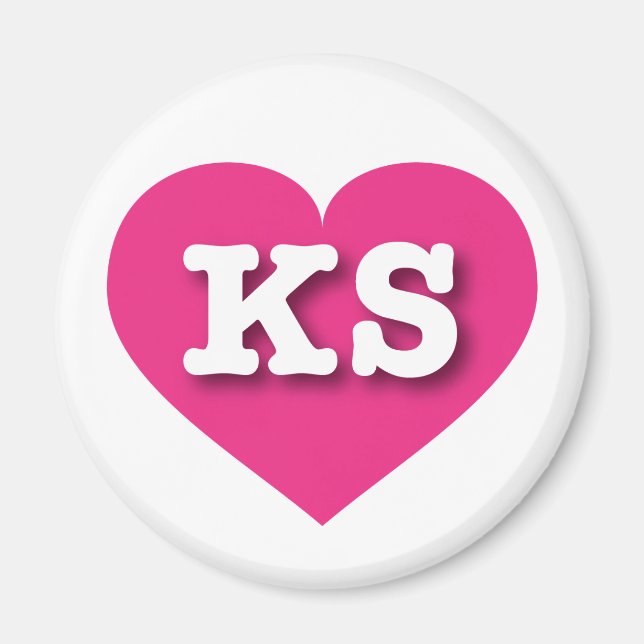 Kansas Hot Pink Heart - I love KS Magnet (Front)