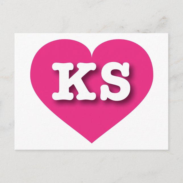 Kansas Hot Pink Heart - I love KS Postcard (Front)