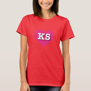 Kansas Hot Pink Heart - I love KS T-Shirt