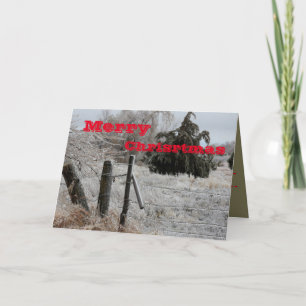 Kansas Icy Fence Christmas Greeting Card