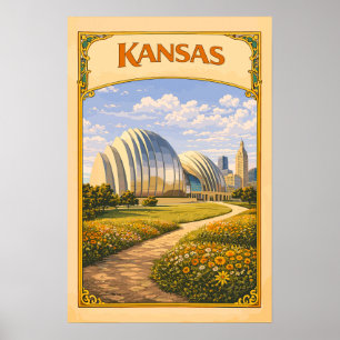 Kansas Kauffman Center Vintage Poster
