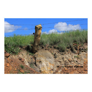 Kansas Landscape with Stone Post Photo Enlargement Print