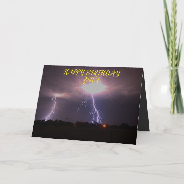 Kansas Lightning Storm Birthday Greeting Card (Front)