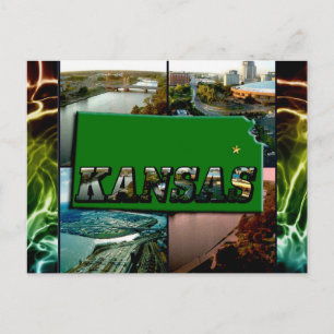 Kansas Map and Photos Postcard