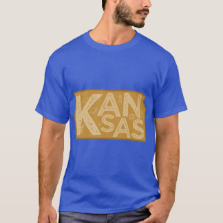 Kansas Map Typography Brown T-Shirt