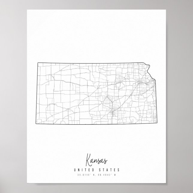Kansas Minimal Street Map Poster (Front)