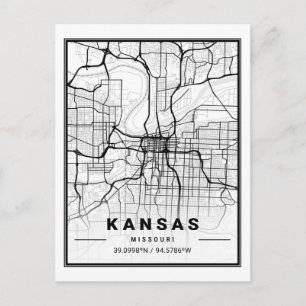 Kansas Missouri USA Travel City Map Postcard