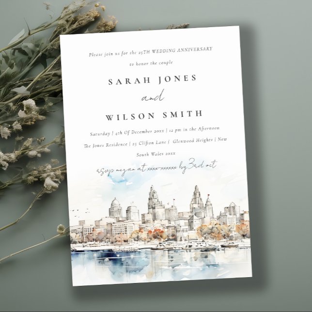 Kansas Missouri Watercolor Wedding Anniversary Invitation (Creator Uploaded)