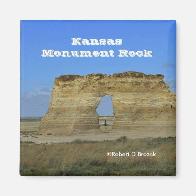 Kansas Monument Rock Square Magnet (Front)