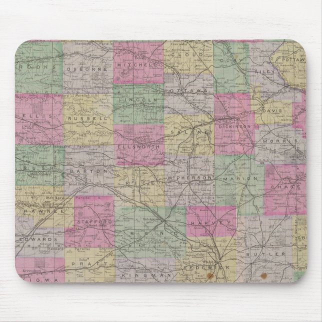 Kansas Official Topographical State Atlas Mouse Mat (Front)