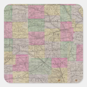 Kansas Official Topographical State Atlas Square Sticker