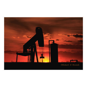 Kansas Oil Well Pump Silhouette Photo/Poster Photo Print