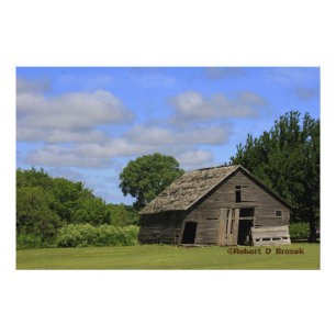 Kansas Old Barn with blue sky Photo Poster.