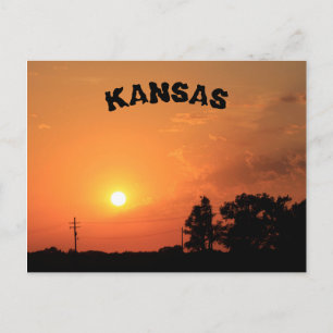 Kansas Orange Sunset with Power lines Post Card