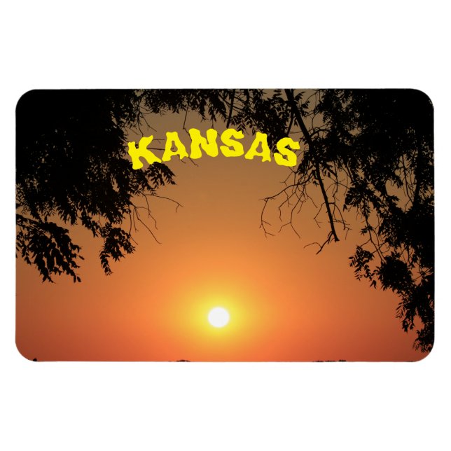 Kansas Orange Sunset with trees Square Magnet. Magnet (Horizontal)