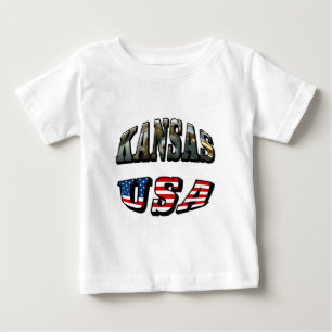 Kansas Picture and USA Flag Font Baby T-Shirt