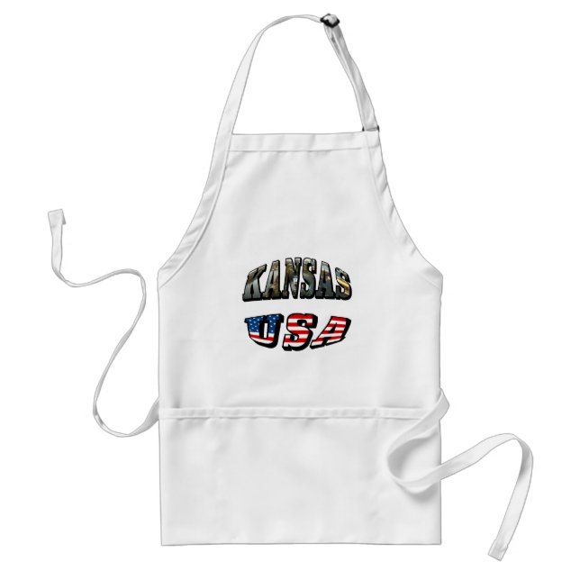 Kansas Picture and USA Flag Font Standard Apron (Front)