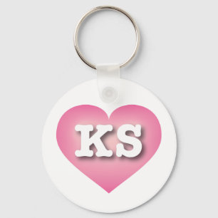 Kansas Pink Fade Heart - I love KS Key Ring