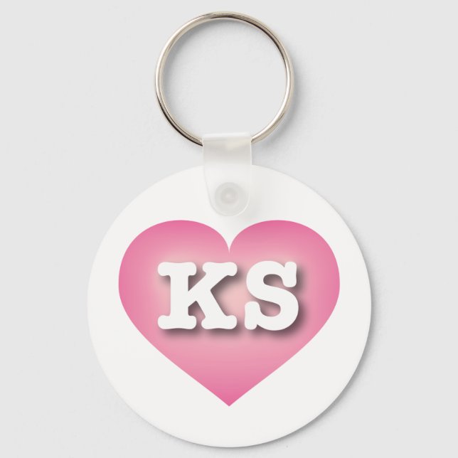 Kansas Pink Fade Heart - I love KS Key Ring (Front)