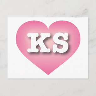 Kansas Pink Fade Heart - I love KS Postcard