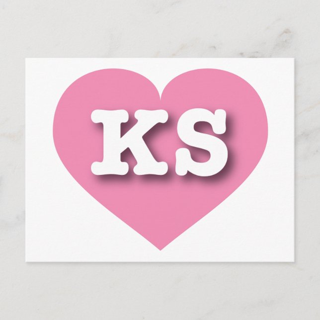 Kansas Pink Heart - I love KS Postcard (Front)
